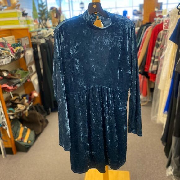 David's Bridal Sz. 10 Navy Strapless Dress - Picture 1 of 4